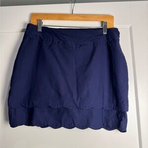 Crown & Ivy Navy Blue Scalloped Hem Elastic Waist Pull On Mini Skort